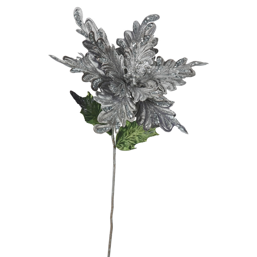 Pewter Poinsettia Flower Stem, 15 in.