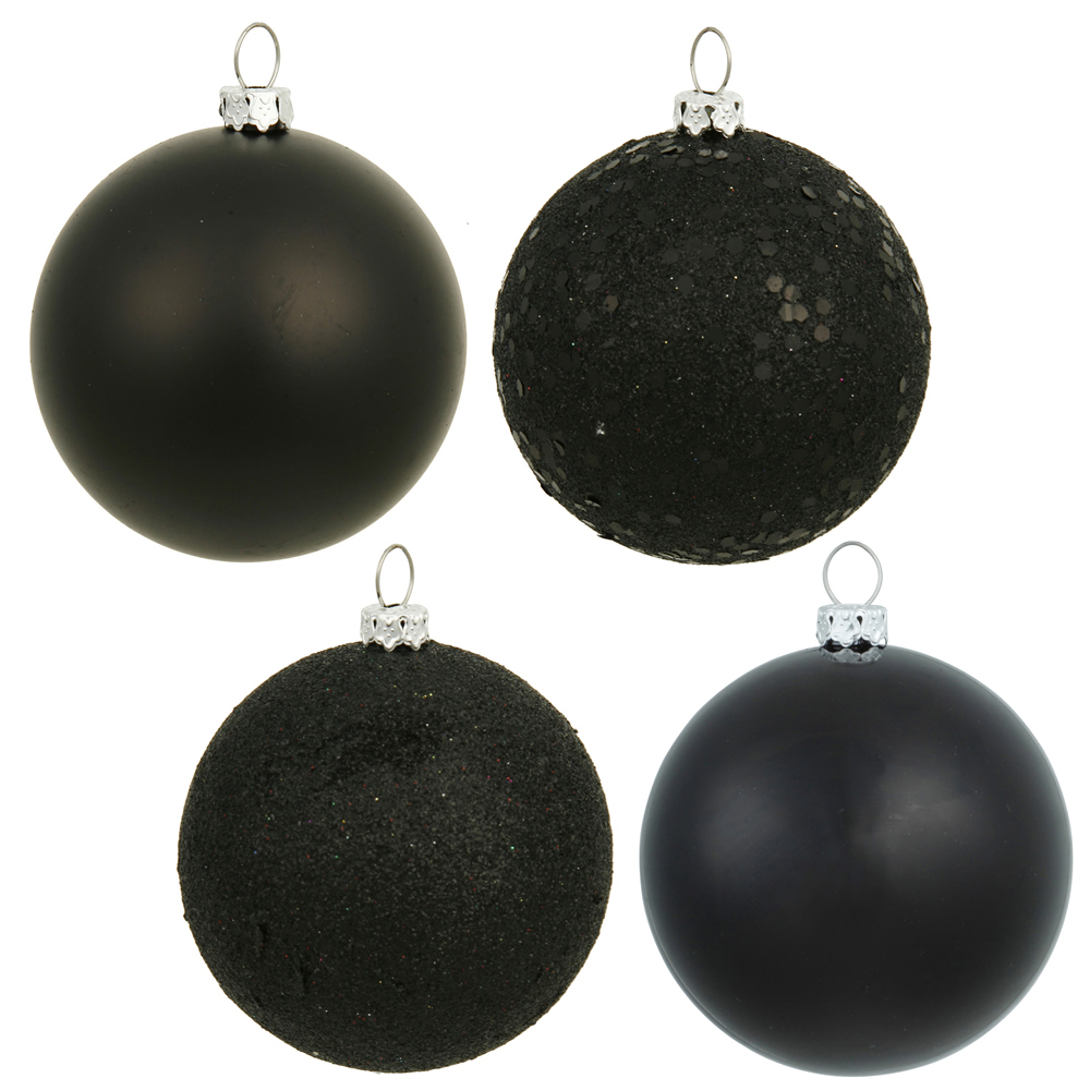 Black 4 Finish Assorted Ball Ornament, 2.4 in. - 60 per Box