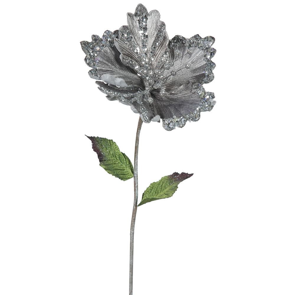 Pewter Hibiscus Flower Stem - 23 & 8 in.