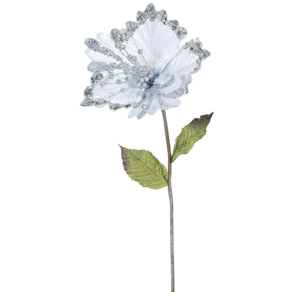Silver Hibiscus Flower Stem, 23 & 8 in.