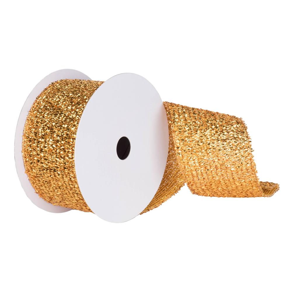 Vickerman 381052 - 6" x 10yd Gold Woven Metallic Ribbon (Q154025)