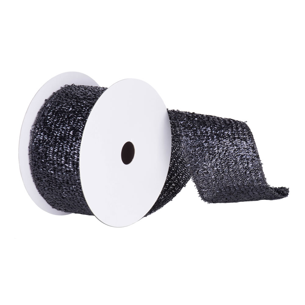 Vickerman 381205 - 6" x 10yd Black Woven Metallic Ribbon (Q154048)