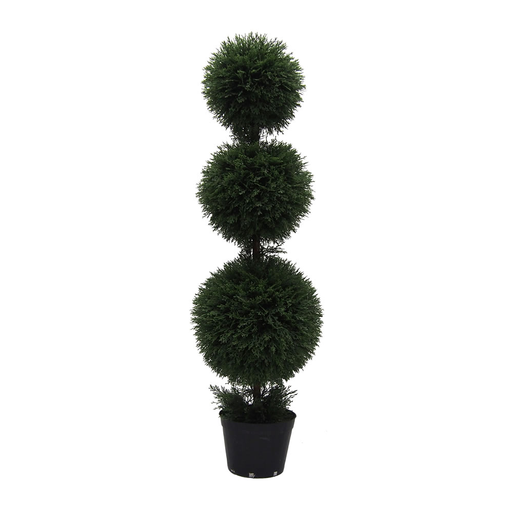 Picture of Vickerman TP170848 UV Plastic Triple Balls Everyday Topiary in Pot - 4 ft.