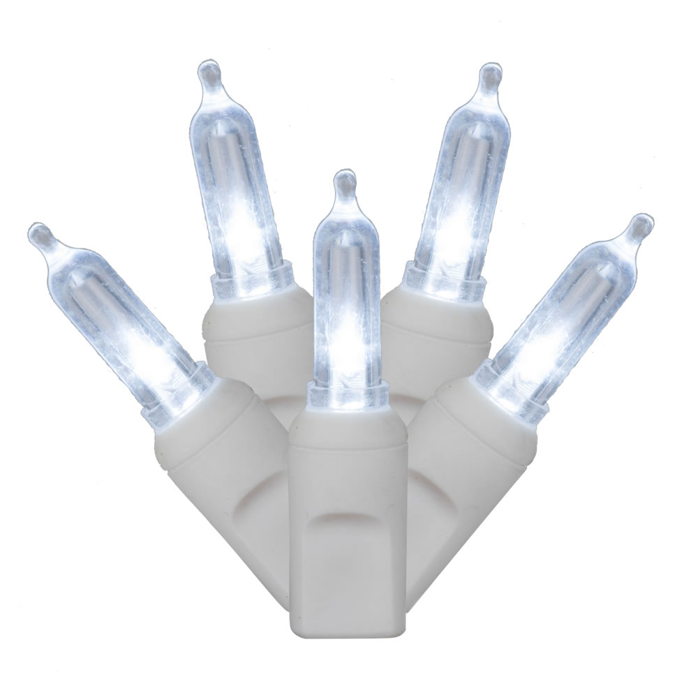 LED White Wire Italian End Connecting 4 in. Spacing 34 ft. Long Light Set with Cool White Lights