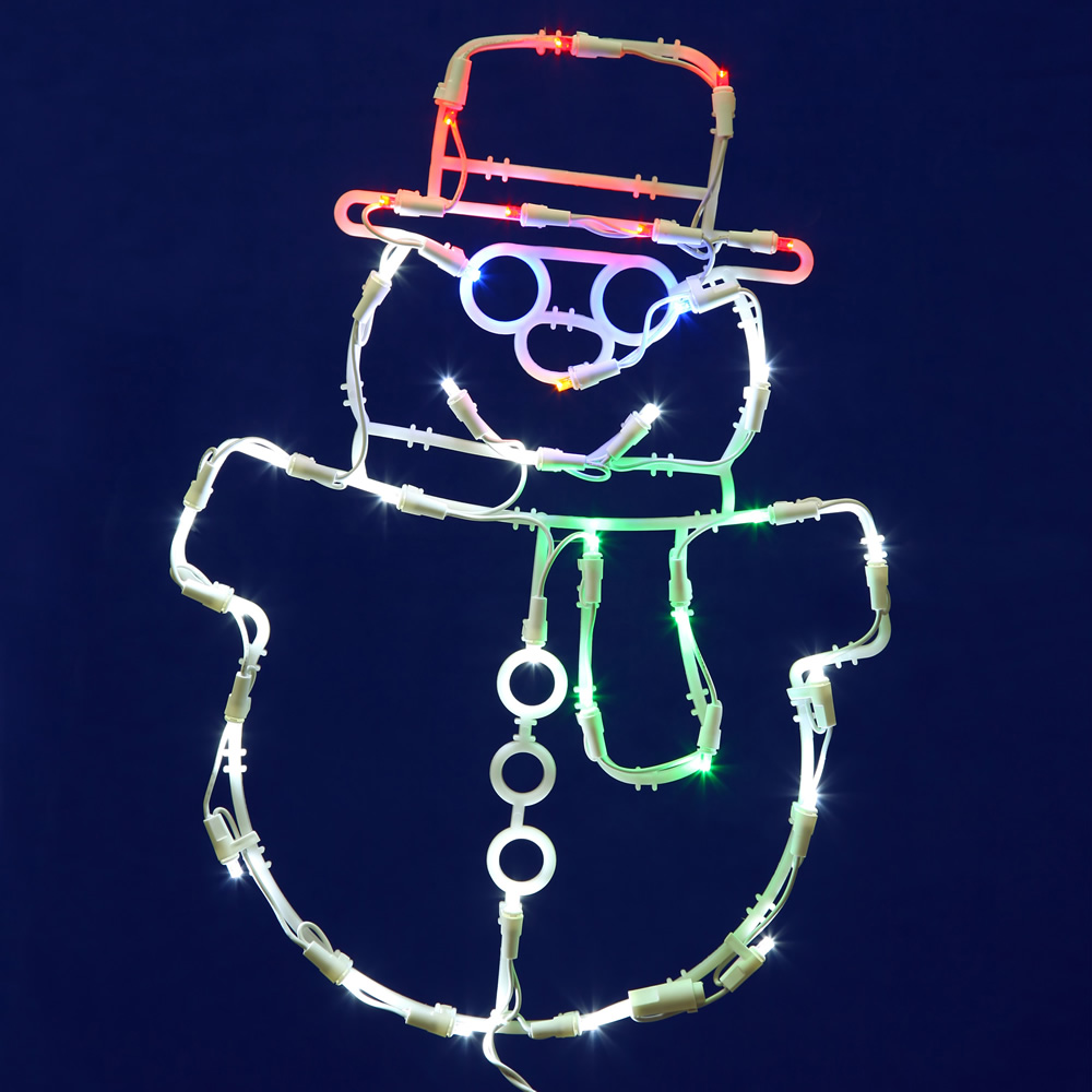 LED Snowman Window Lighted Decor with Multi-Colored Lights, 17 x 12 in.