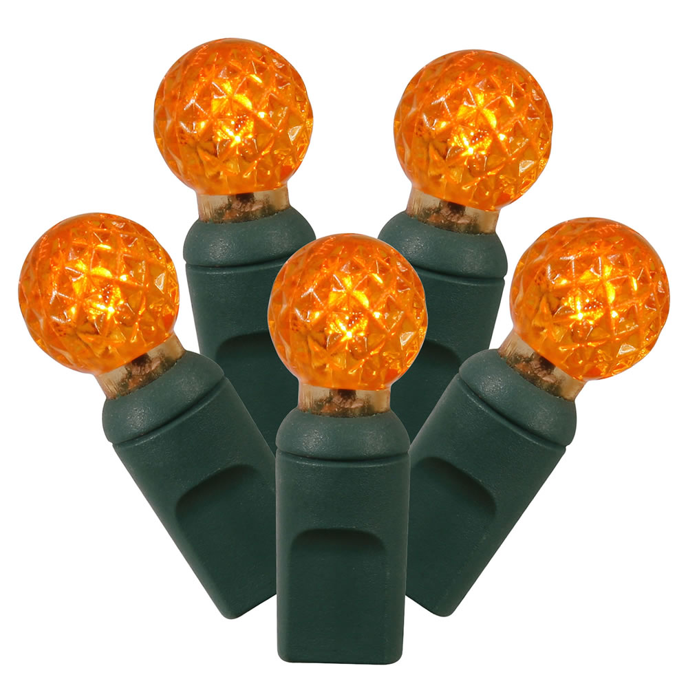 LED Green Wire G12 End Connecting 4 in. Spacing 34 ft. Long Light Set with Orange Lights