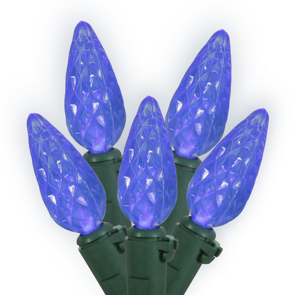 LED Green Wire End Connecting 6 in. Spacing 25 ft. Long Light Set with Blue Lights