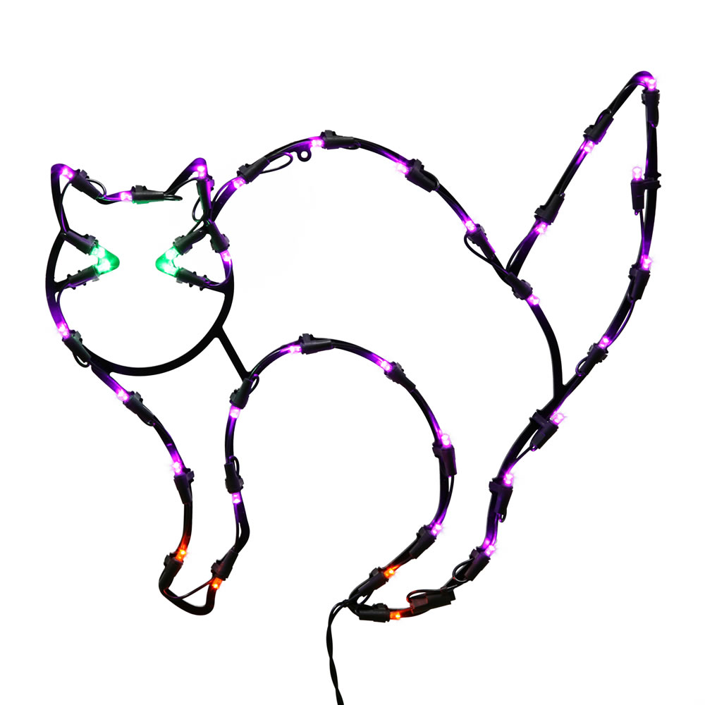 LED Cat Window Lighted Decor with Multi-Colored Lights, 16 x 14 in.