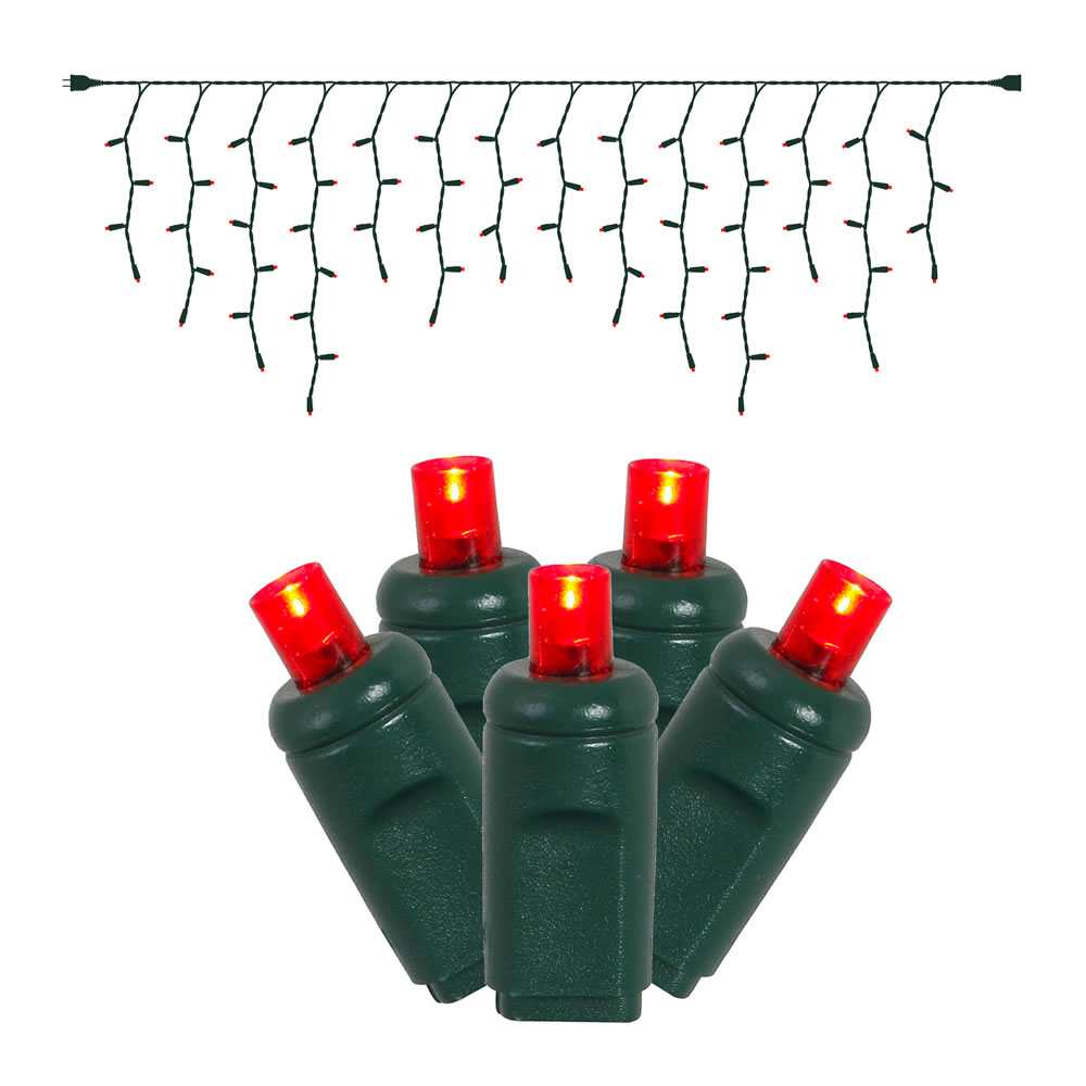Picture of Vickerman X6G3303 Green Wire Wide Angle End Connecting 9 ft. Long Icicle Light Set with Red LED Lights