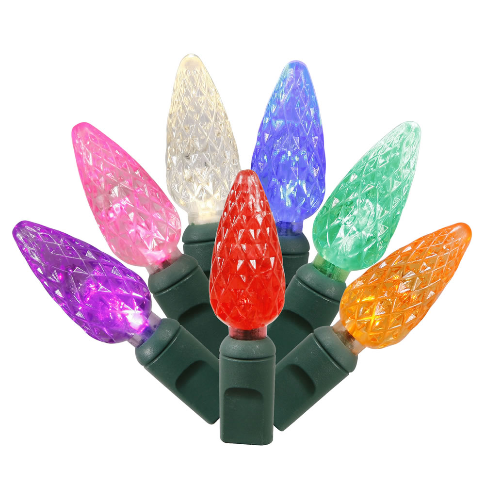 LED C6 Green Wire End Connecting 6 in. Spacing 100 ft. Long Light Set with Multi-Colored Lights