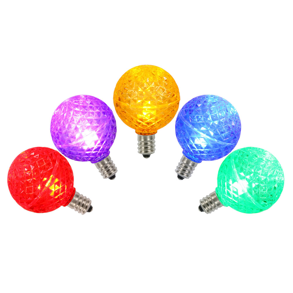 XLED5G40 G40 Faceted LED Replacement Bulbs with Multi-Colored Lights