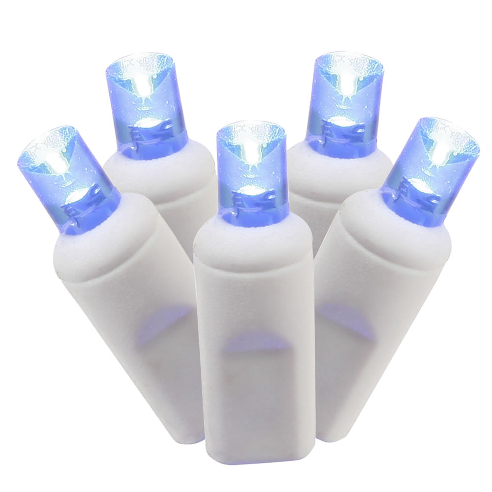 X6W6502 LED White Wire End Connecting 6 in. Spacing 25 ft. Long Light Set with Blue Lights
