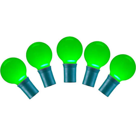 LED G30 Ceramic Green Wire 8 in. Spacing 16 ft. Long Light Set with Teal Lights