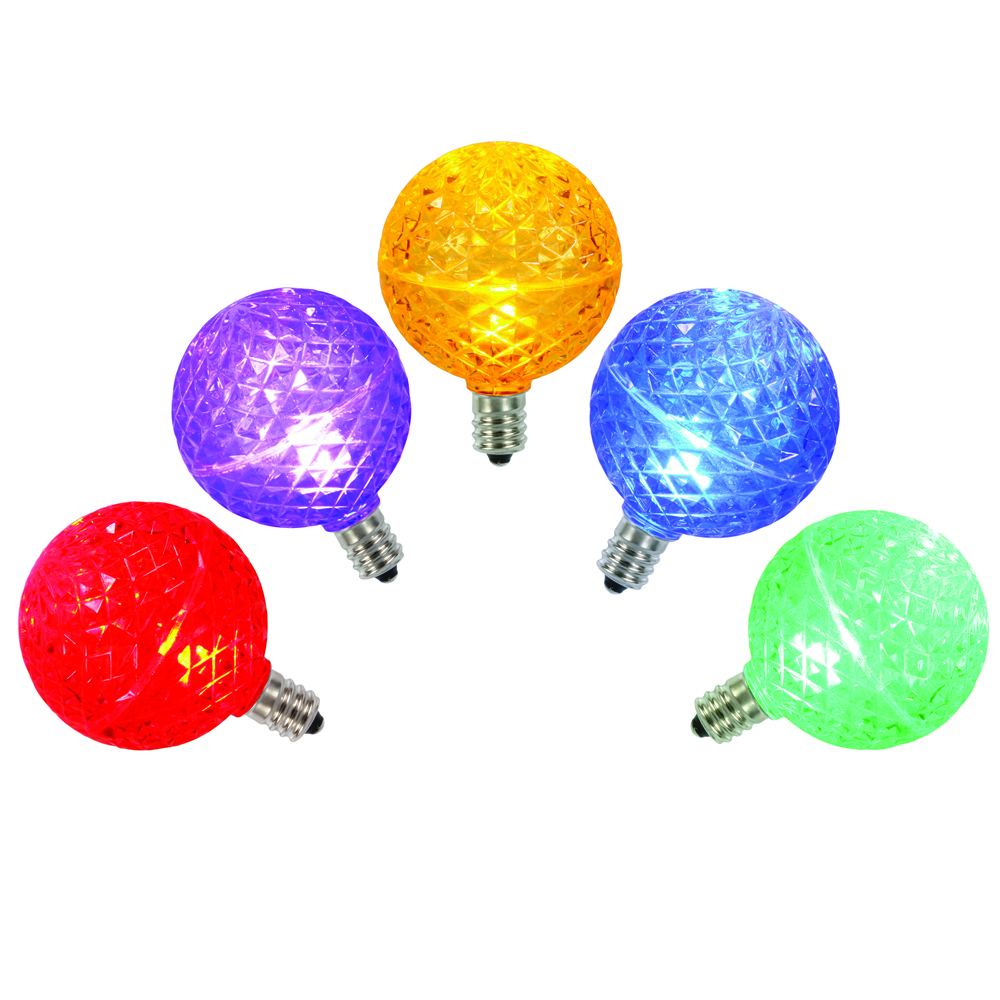 XLED5G50 G50 Faceted LED Replacement Bulbs with Multi-Colored Lights