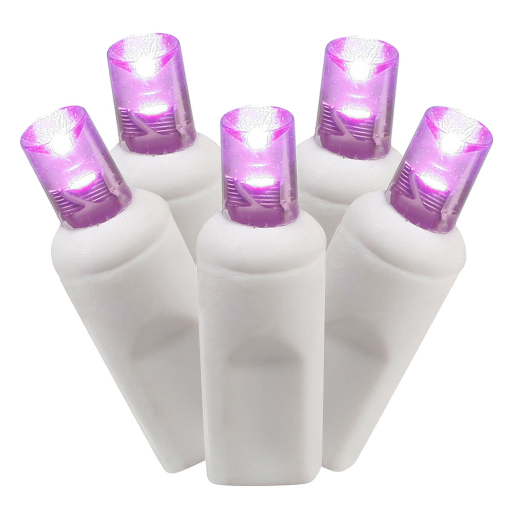LED White Wire End Connecting 4 in. Spacing 34 ft. Long Light Set with Purple Lights