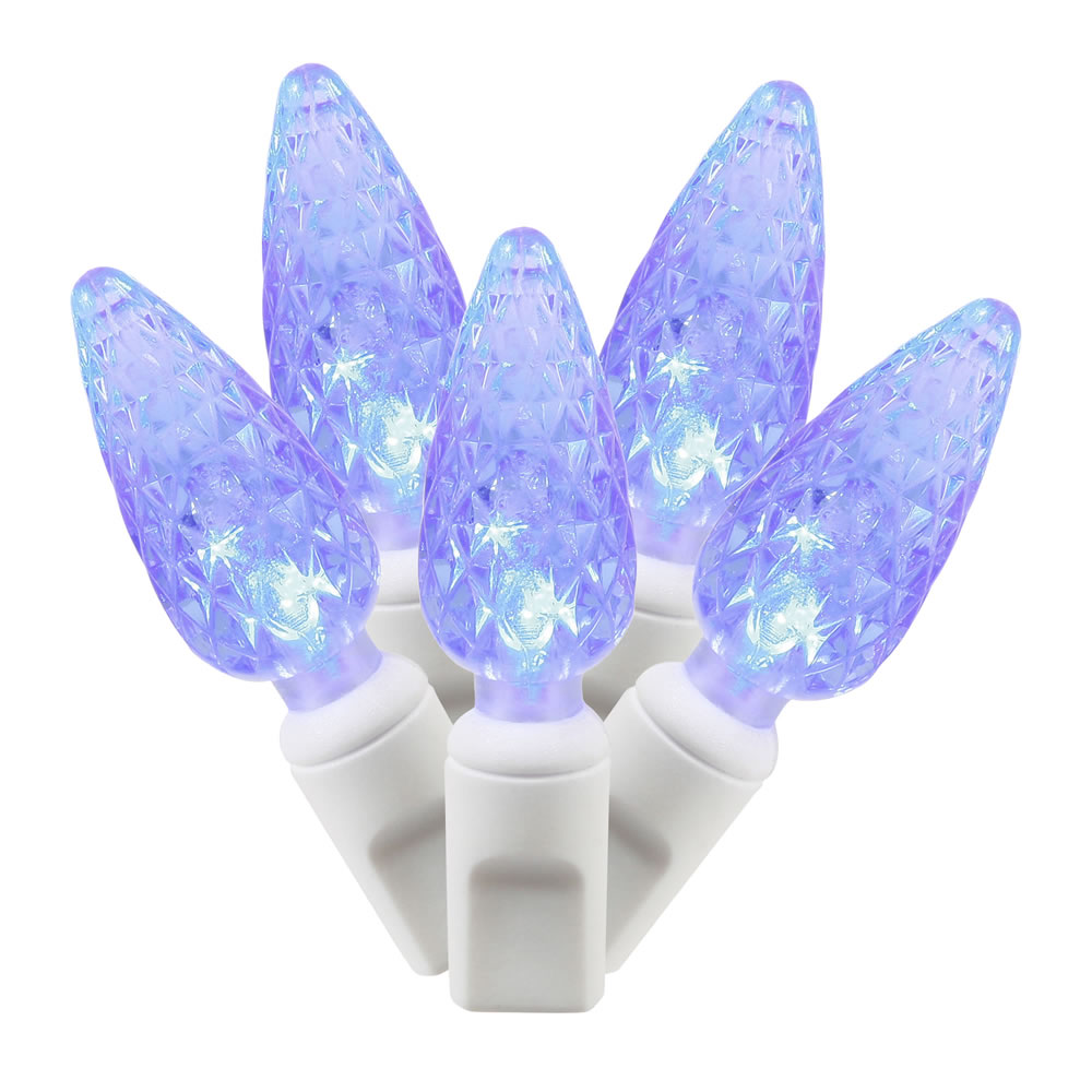 X4W8102 LED White Wire End Connecting 4 in. Spacing 34 ft. Long Light Set with Blue Lights
