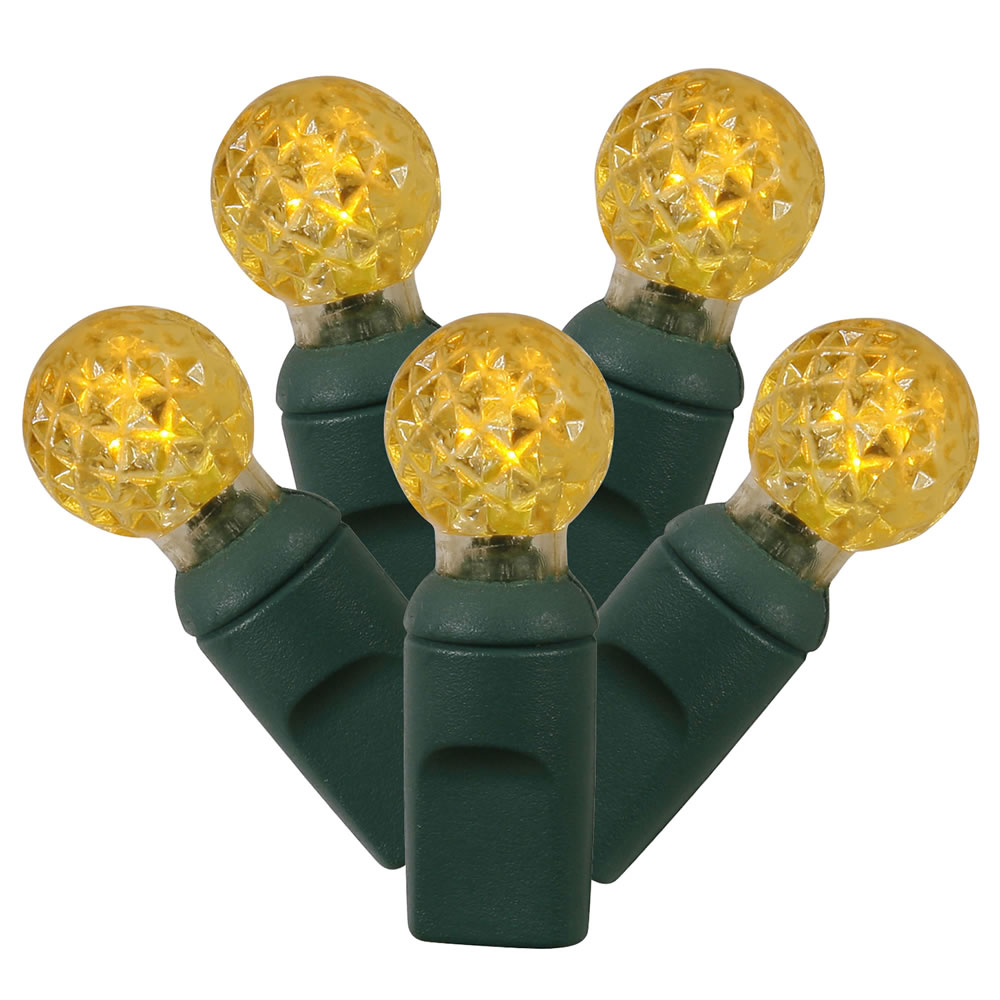 LED Green Wire G12 End Connecting 4 in. Spacing 34 ft. Long Light Set with Yellow Lights