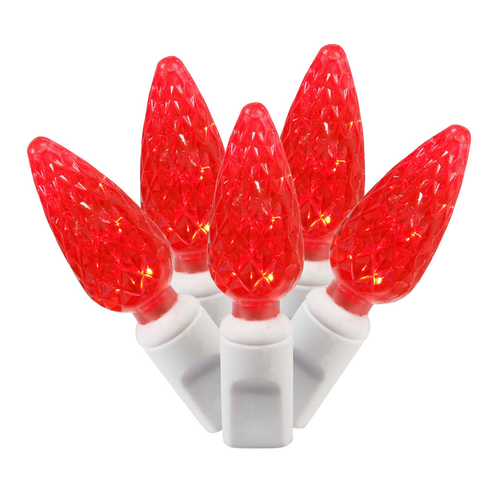 LED White Wire End Connecting 25 ft. Long Light Set with Red Lights