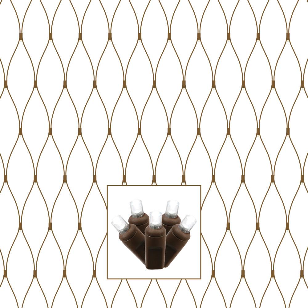 Brown Wire Wide Angle Net Light Set with Pure White LED Lights - 2 x 8 ft.