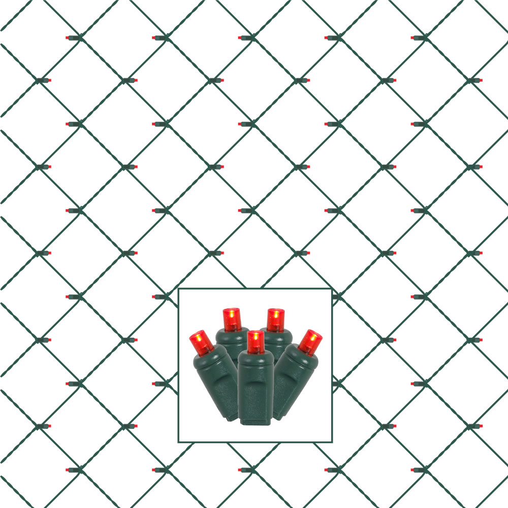 Green Wire Wide Angle Net Light Set with Red LED Lights - 4 x 6 ft.