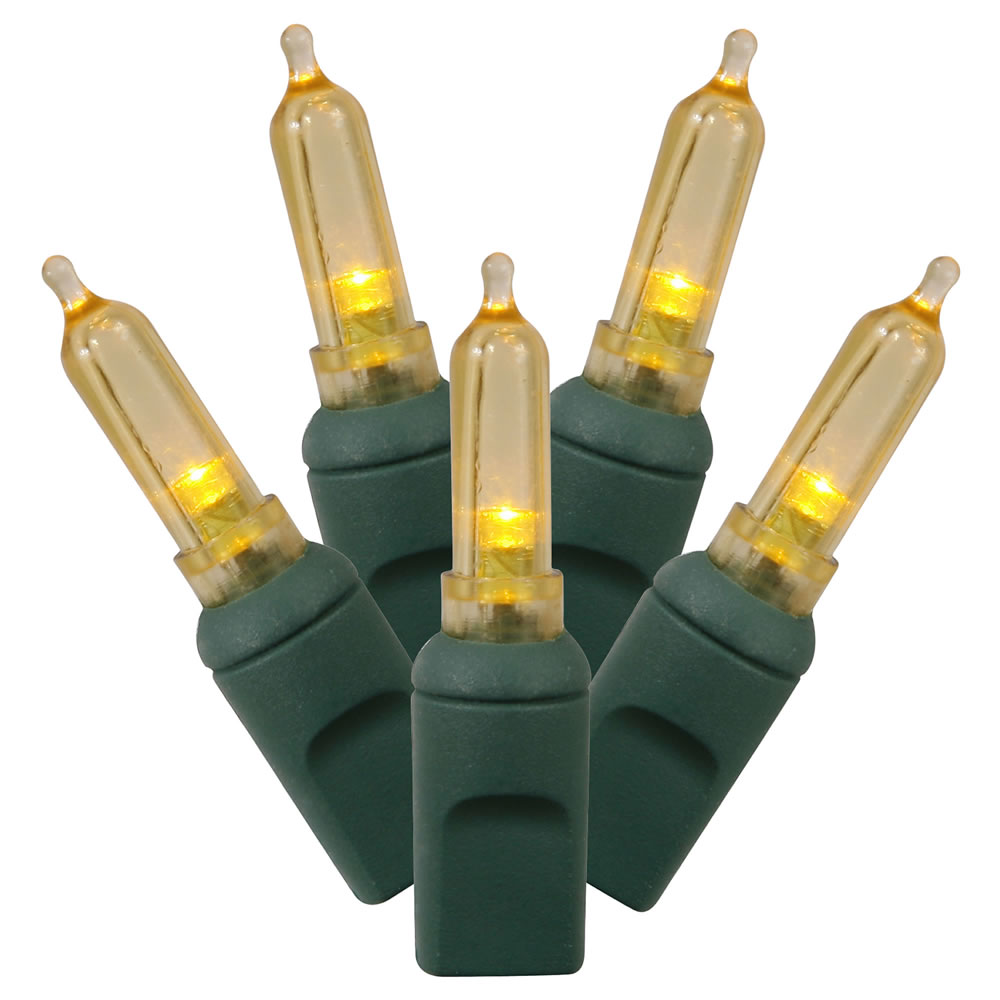 LED Green Wire Italian End Connecting 34 ft. Long Light Set with Yellow Lights