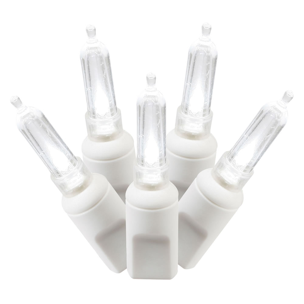LED White Wire Italian End Connecting 25 ft. Long Light Set with Pure White Lights