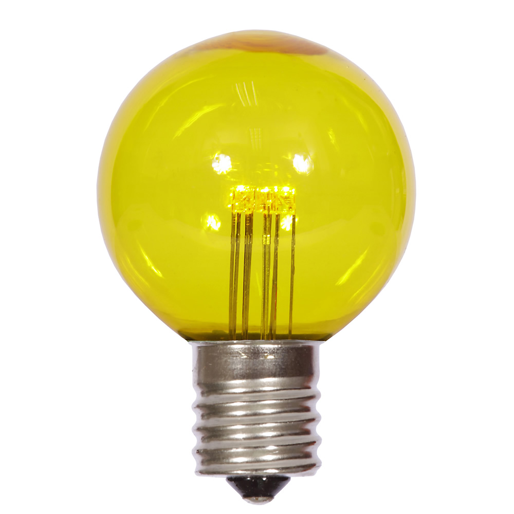 XG50T17 G50 Transparent E17 Nickel Base LED Replacement Bulbs with Yellow Lights -Case of  25