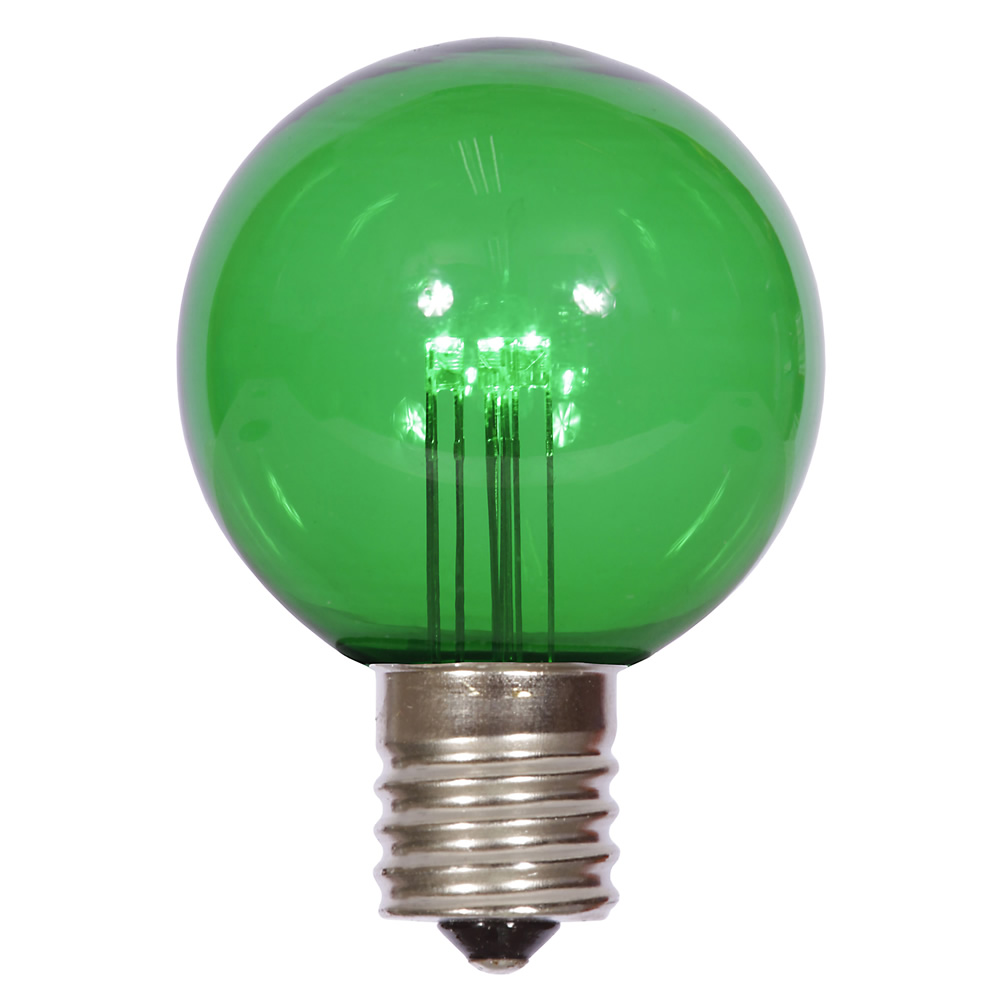 G50 Transparent E17 Nickel Base LED Replacement Bulbs with Green Lights -Case of  25