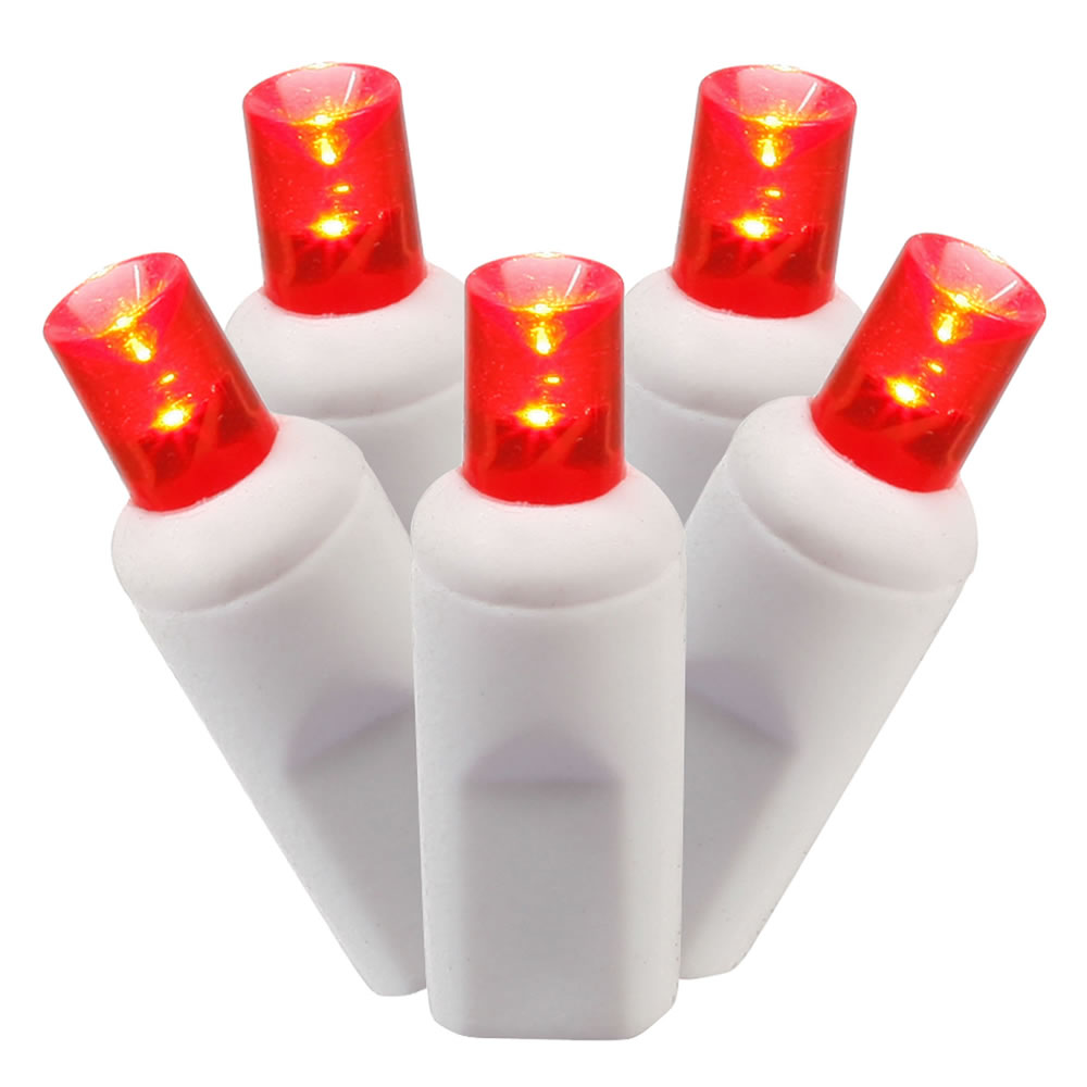 LED White Wire End Connecting 6 in. Spacing 25 ft. Long Light Set with Red Lights