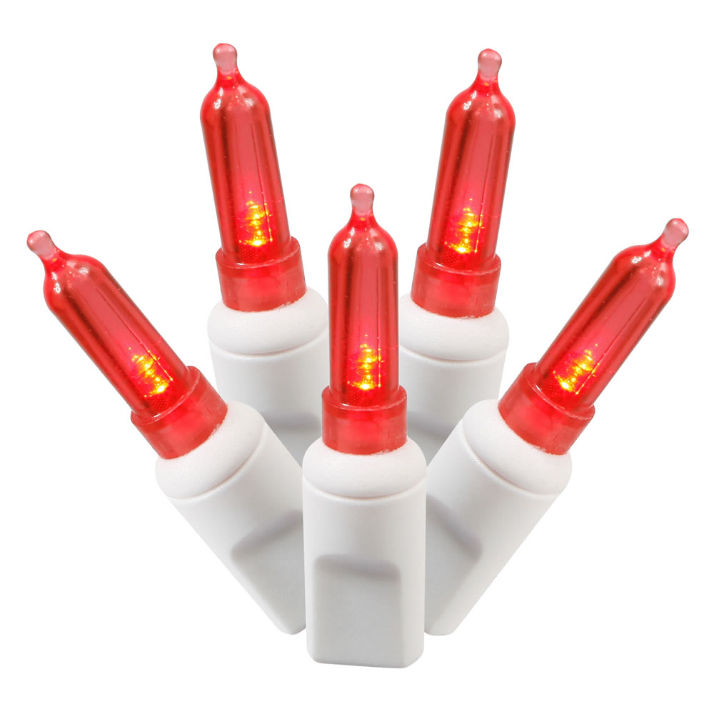 LED White Wire Italian End Connecting 25 ft. Long Light Set with Red Lights