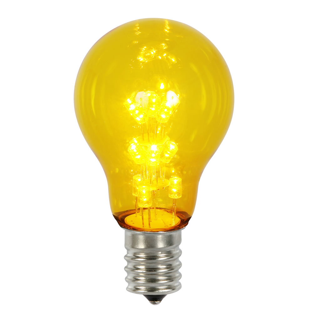 XA19T17 A19 Transparent E26 Nickel Base LED Replacement Bulbs with Yellow Lights -Case of  25