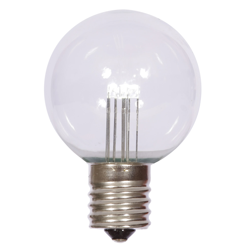 G50 Transparent E17 Nickel Base LED Replacement Bulbs with Pure White Lights -Case of  25