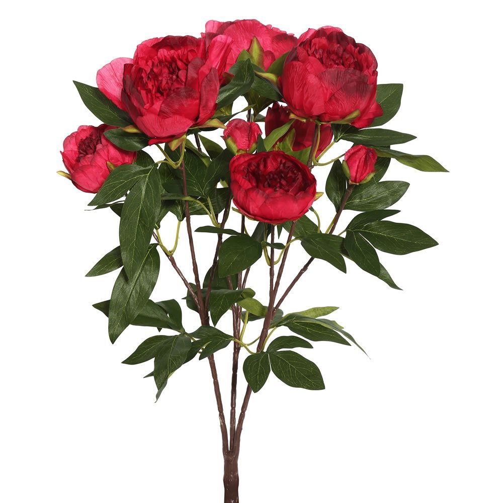 23 in. Peony Bush X6 Flowers 3 Buds, Red