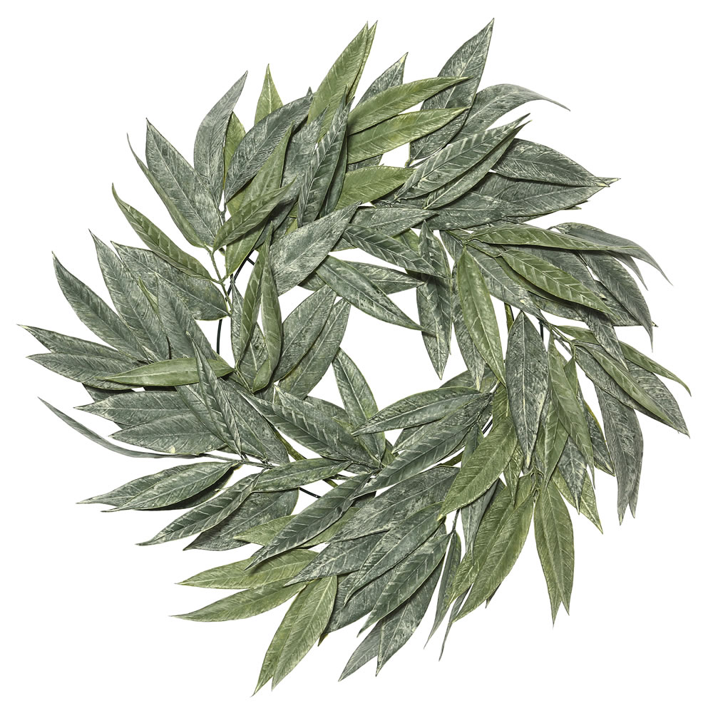 24 in. Muddy Willow Wreath, Green & White