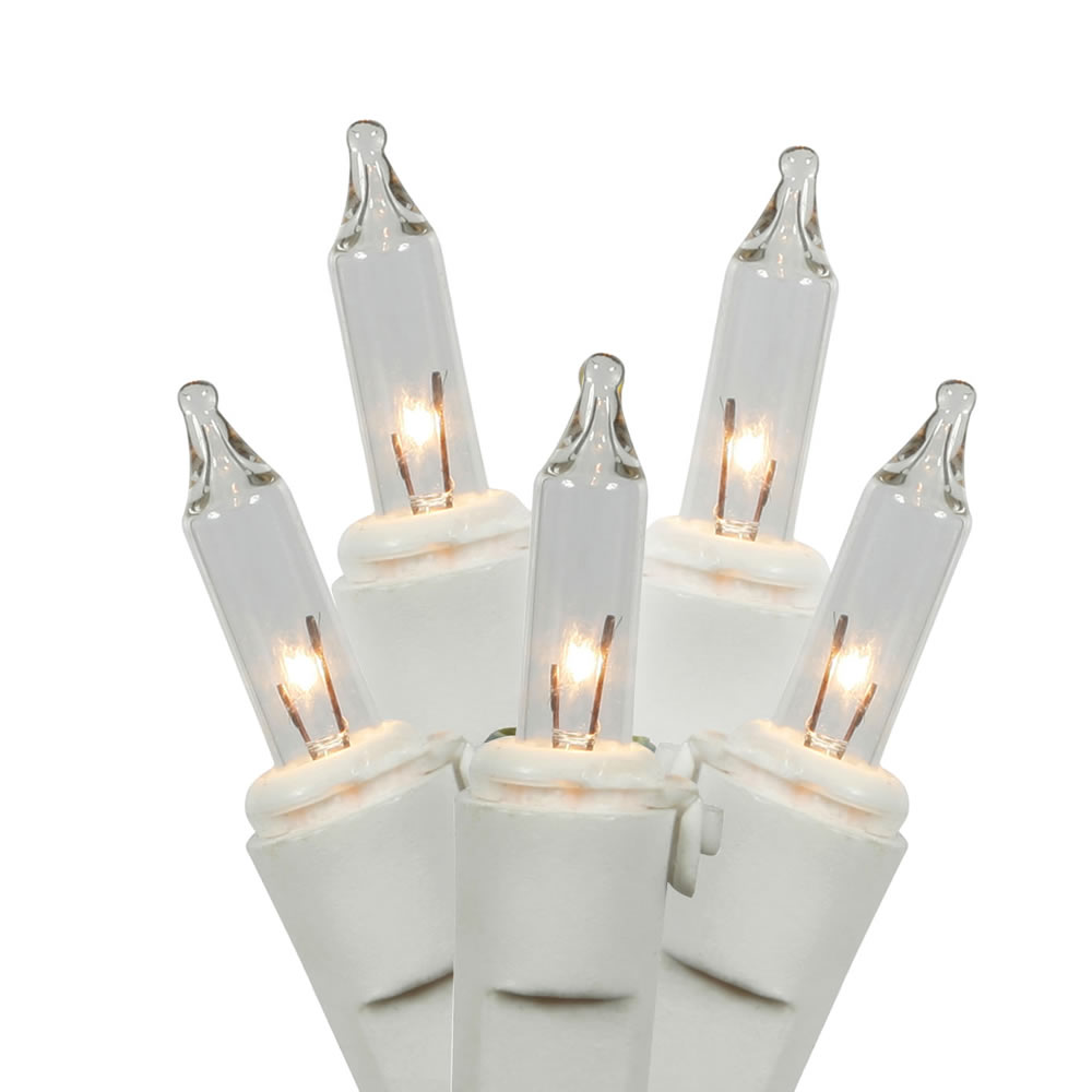 Picture of Vickerman W4W0751 50Lt Clear Random Twinkle End Connecting White Wire 4 in. Spacing 16 Long Mini Light