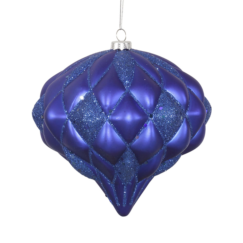 5.7 in. Blue Matte Glitter Diamond Ornament