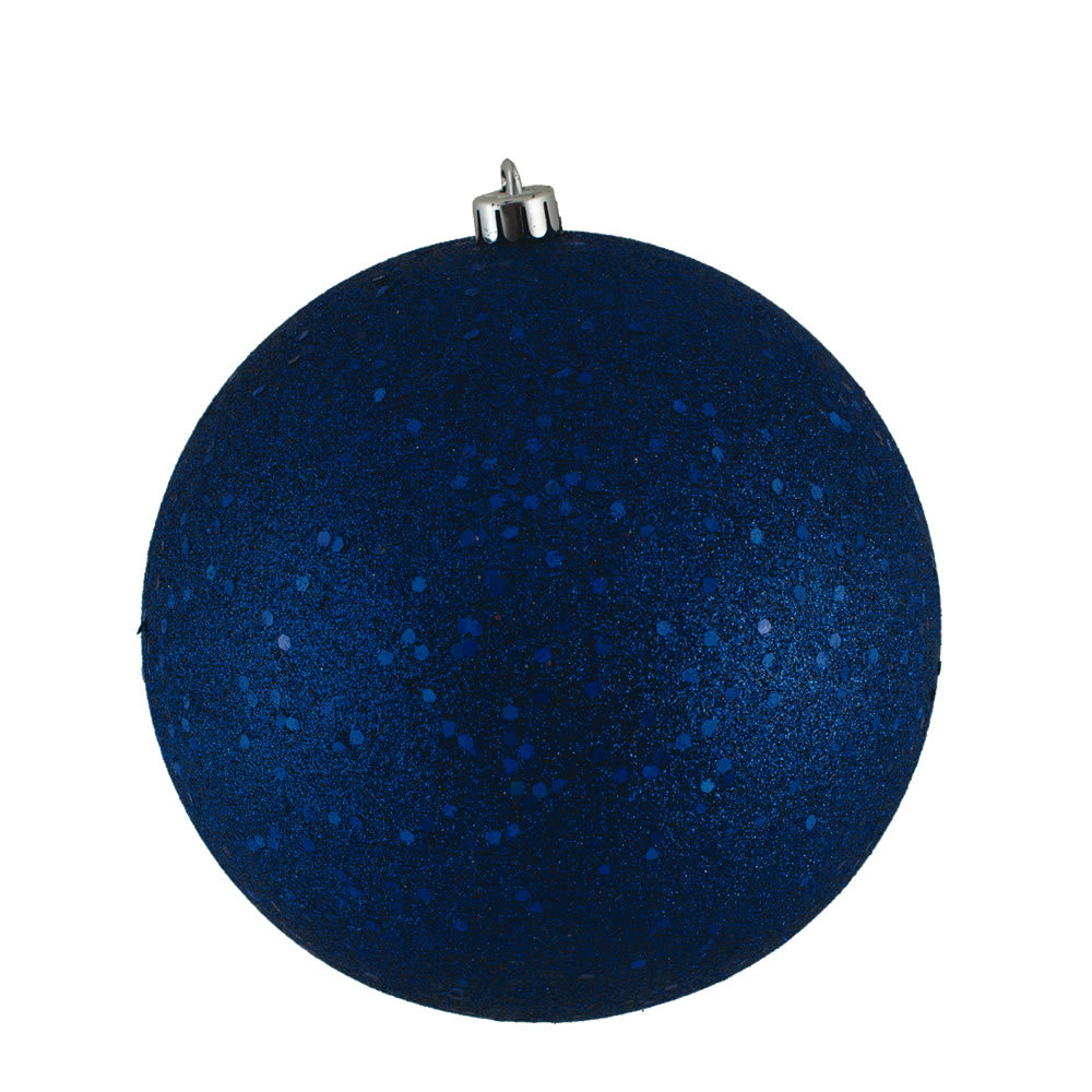 4 in. Sea Blue Sequin Christmas Ornament Ball - 6 per Bag