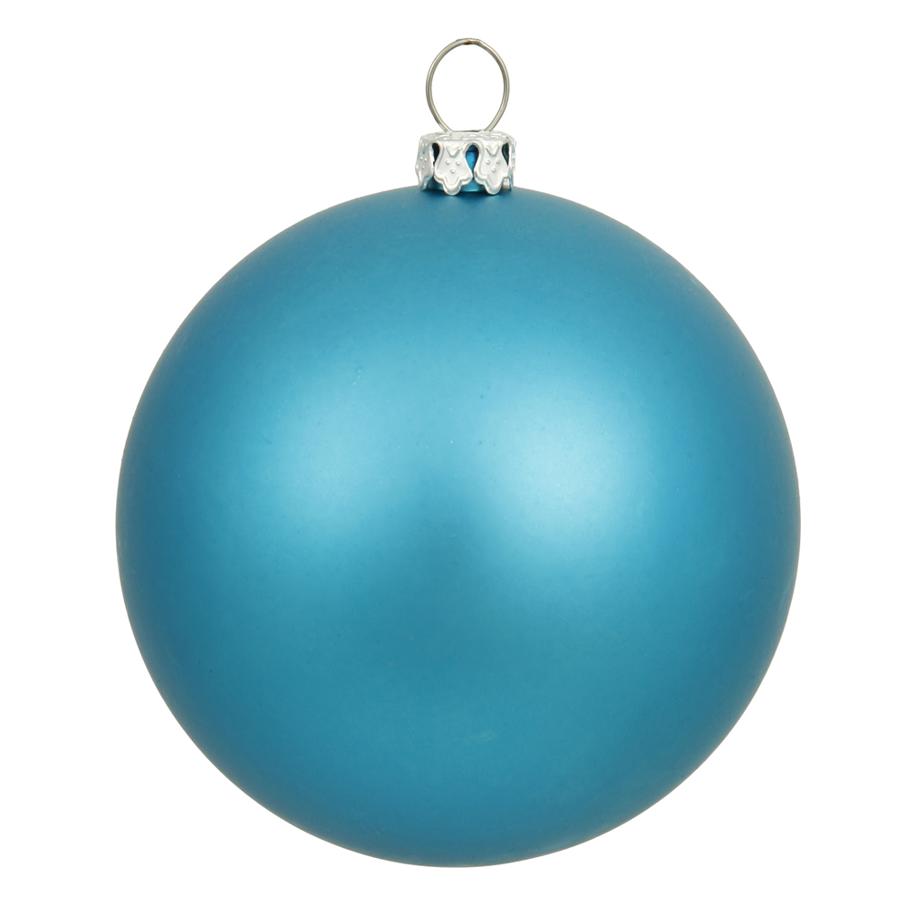 8 in. Turquoise Matte UV Drilled Cap Christmas Ornament Ball