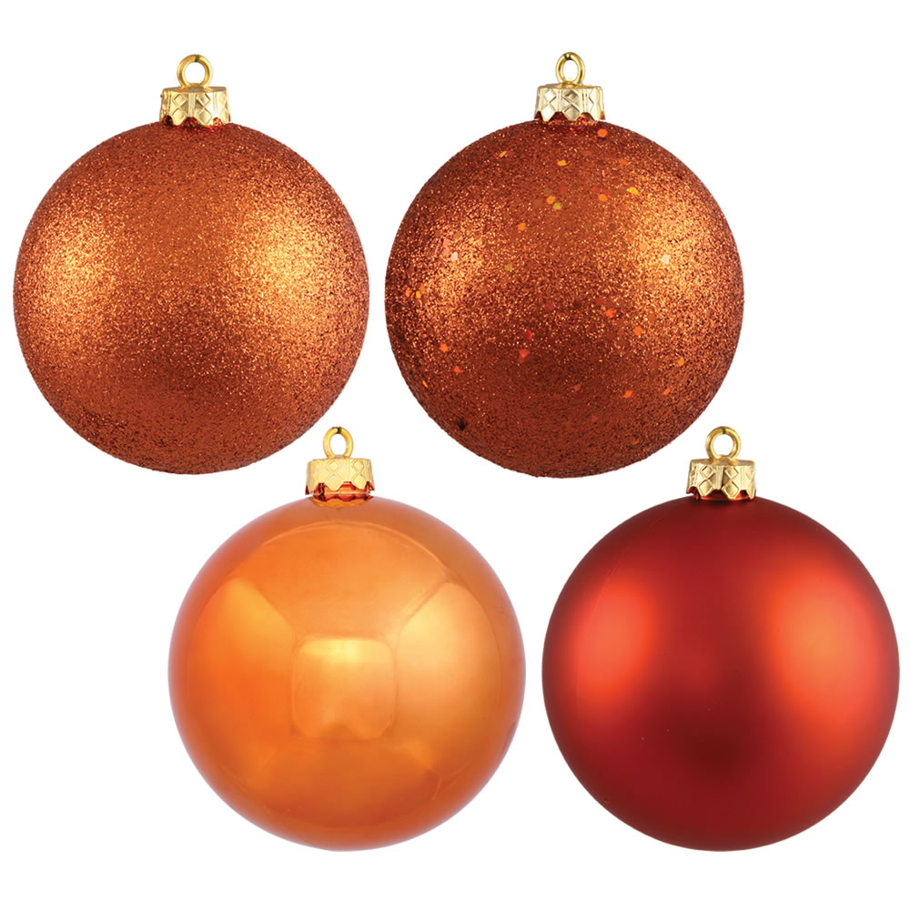 8 in. Burn Orange 4 Finish Assorted Color Christmas Ornament Ball