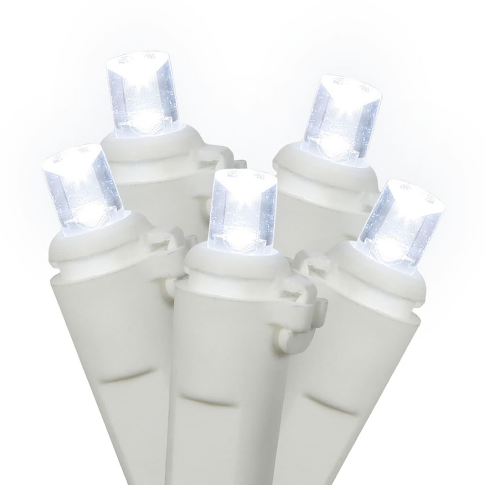 100Lt LED Bulb Cool White & White Wire End Connecting Light Set - 4 in. x 34 ft. LED Bulb