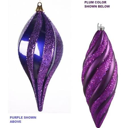M132626 12 in. Plum Candy Glitter Swirl Drop Ornament