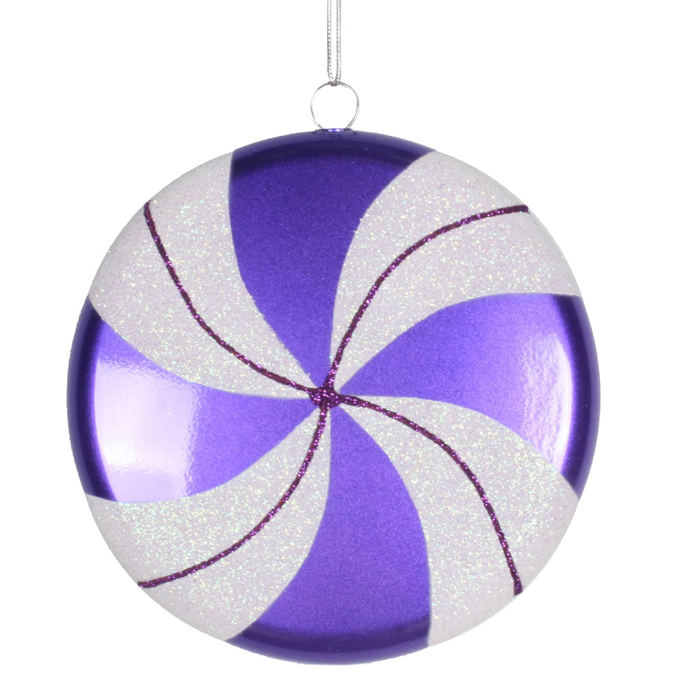 6 in. Purple & White Swirl Flat Candy Ornament