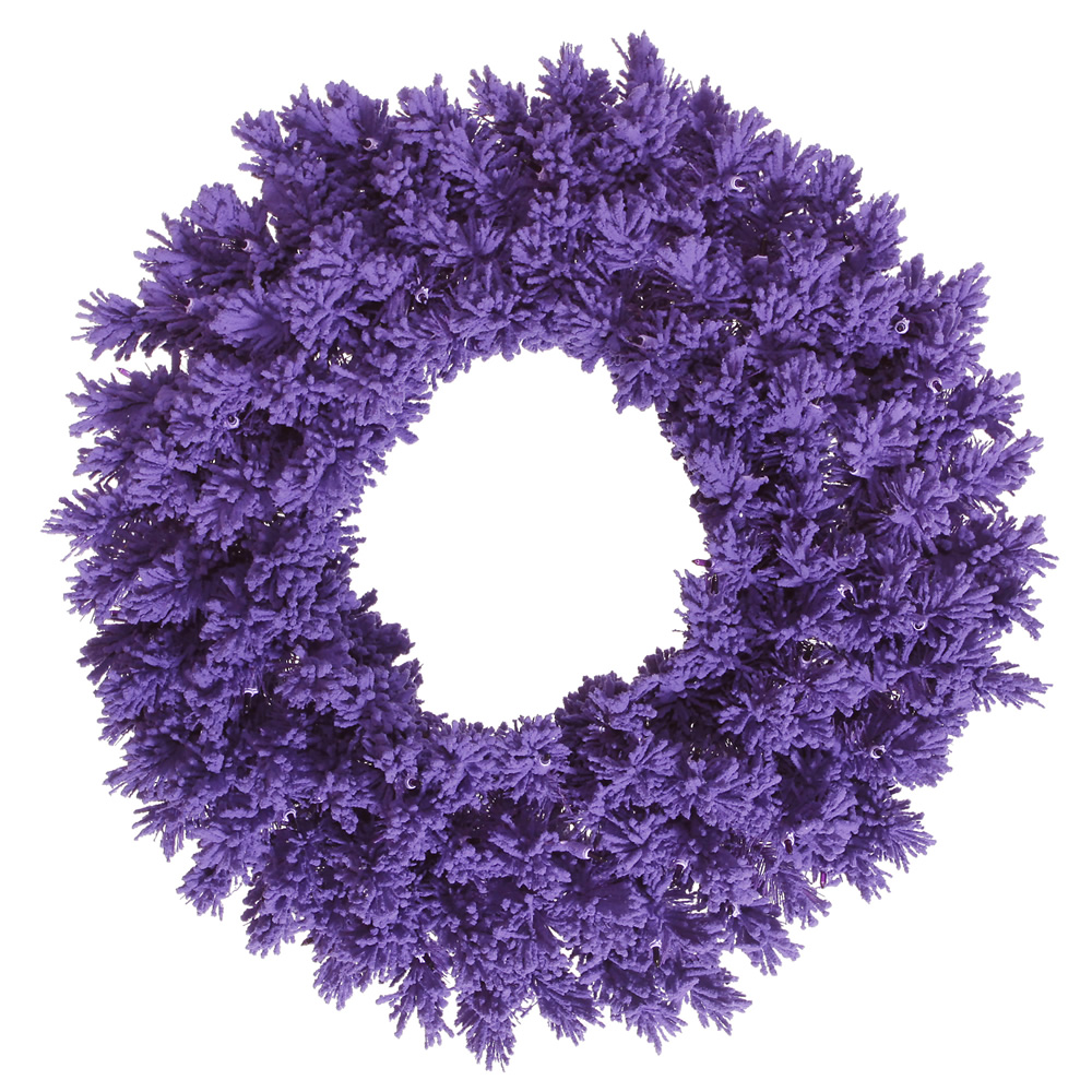 K168436 36 in. Flocked Purple Fir Wreath with 260 Tips Light