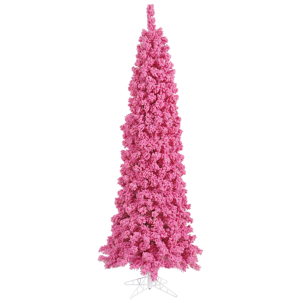 K168745 4.5 ft. x 19 in. Flocked Pink Pencil Fir Tree with 231 Tips Mini Light