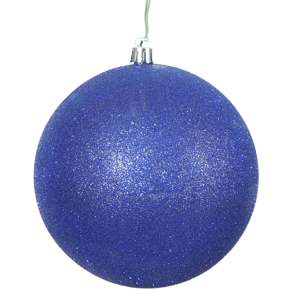 10 in. Cobalt Glitter Drilled Cap Christmas Ornament Ball