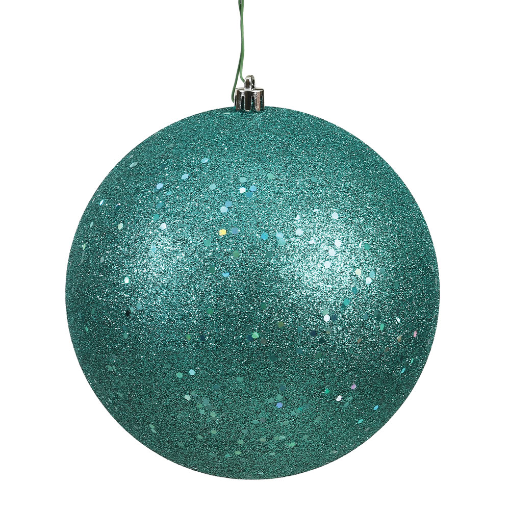 10 in. Teal Sequin Drilled Cap Christmas Ornament Ball - Teal - 10 in.