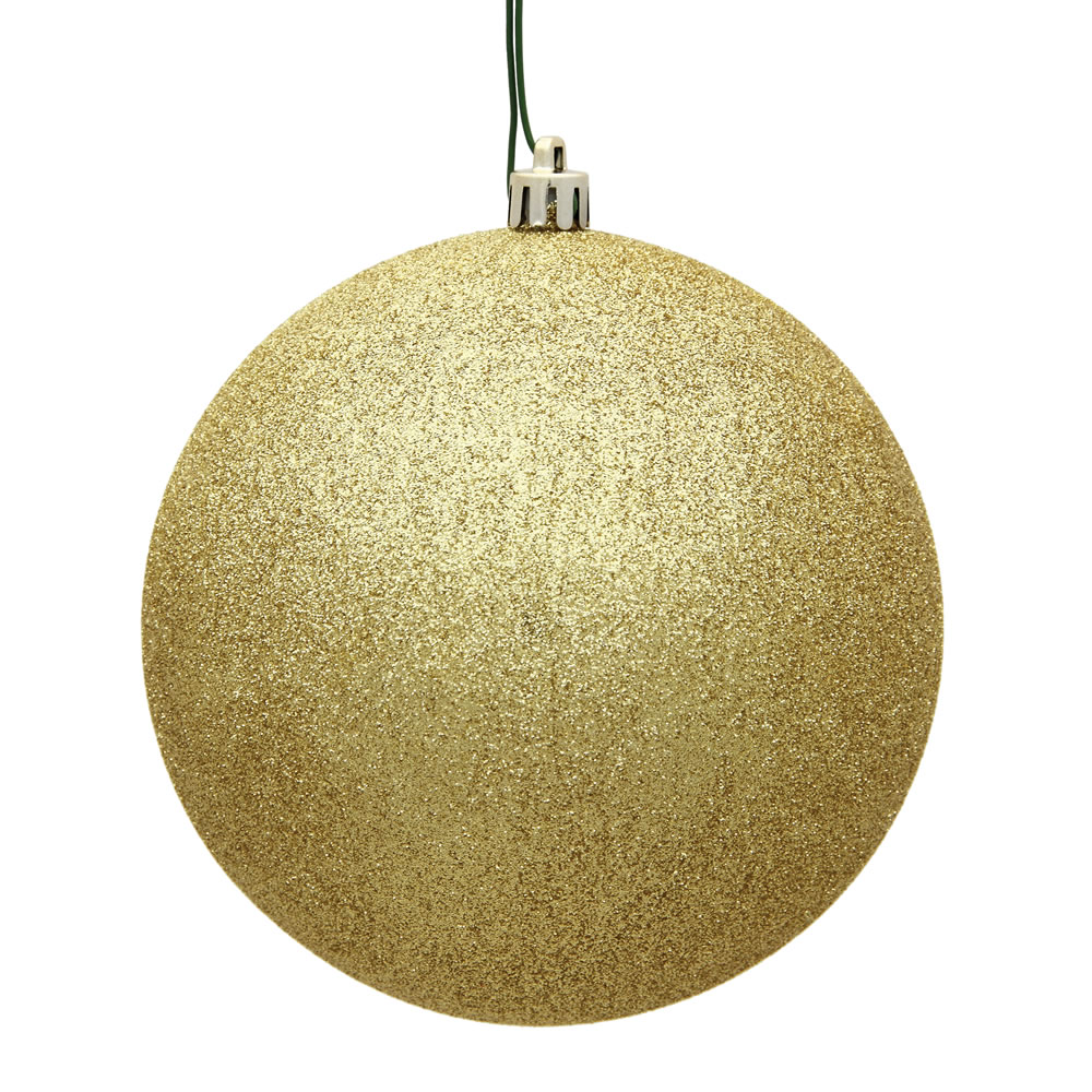N590708DG 2.75 in. Gold Glitter Drilled Christmas Ornament Ball - 12 per Bag