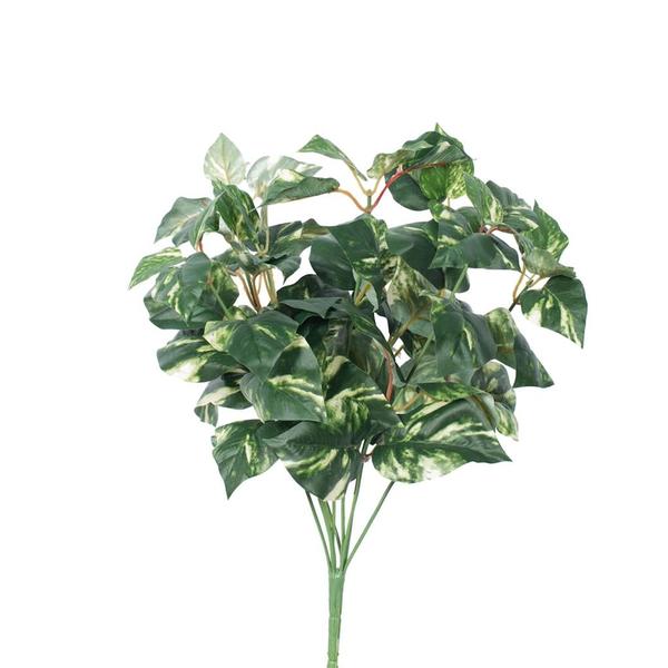 17 in. Pothos Leaf X 9 Bush, Green & Cream