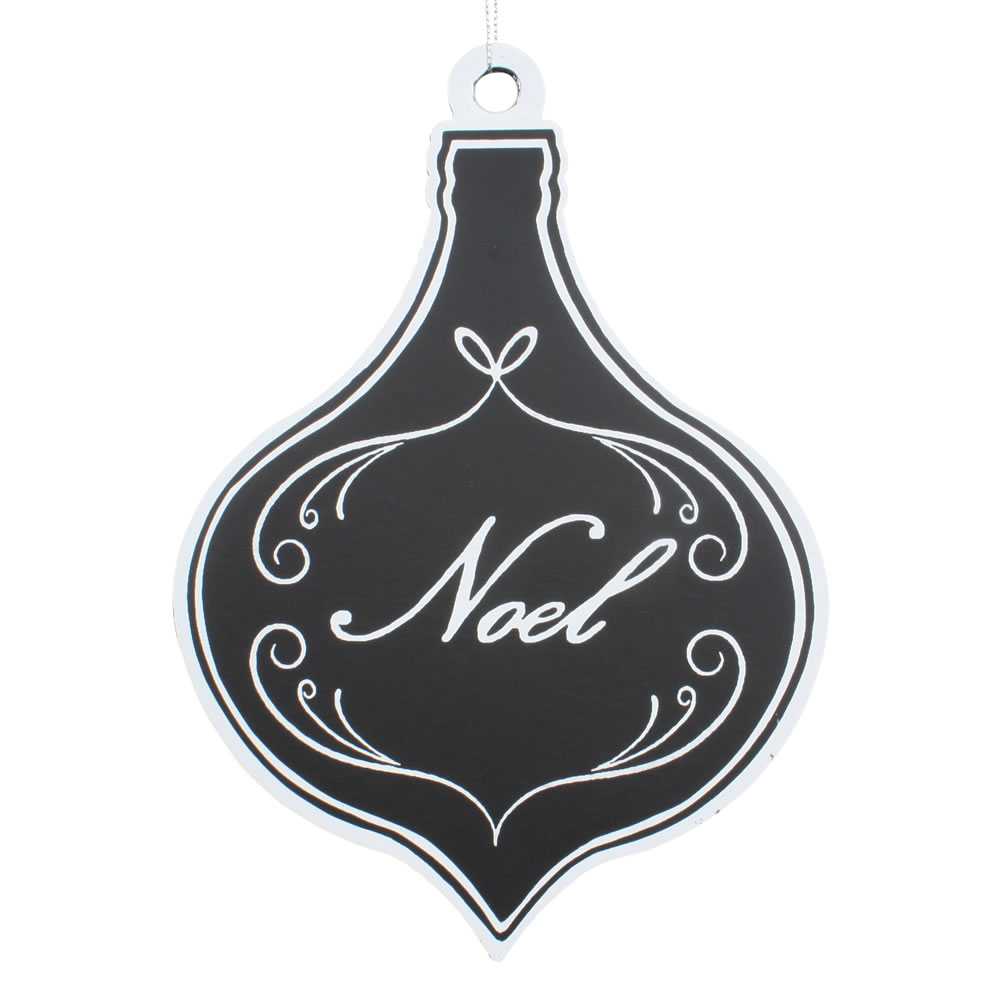 5.5 in. Black & White Flat Noel Onion Ornament - 6 per Bag
