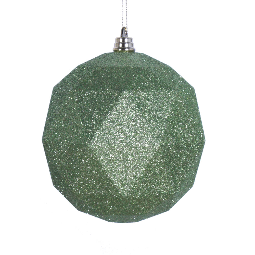 4.75 in. Lime Glitter Geometric Christmas Ornament Ball - 4 per Bag